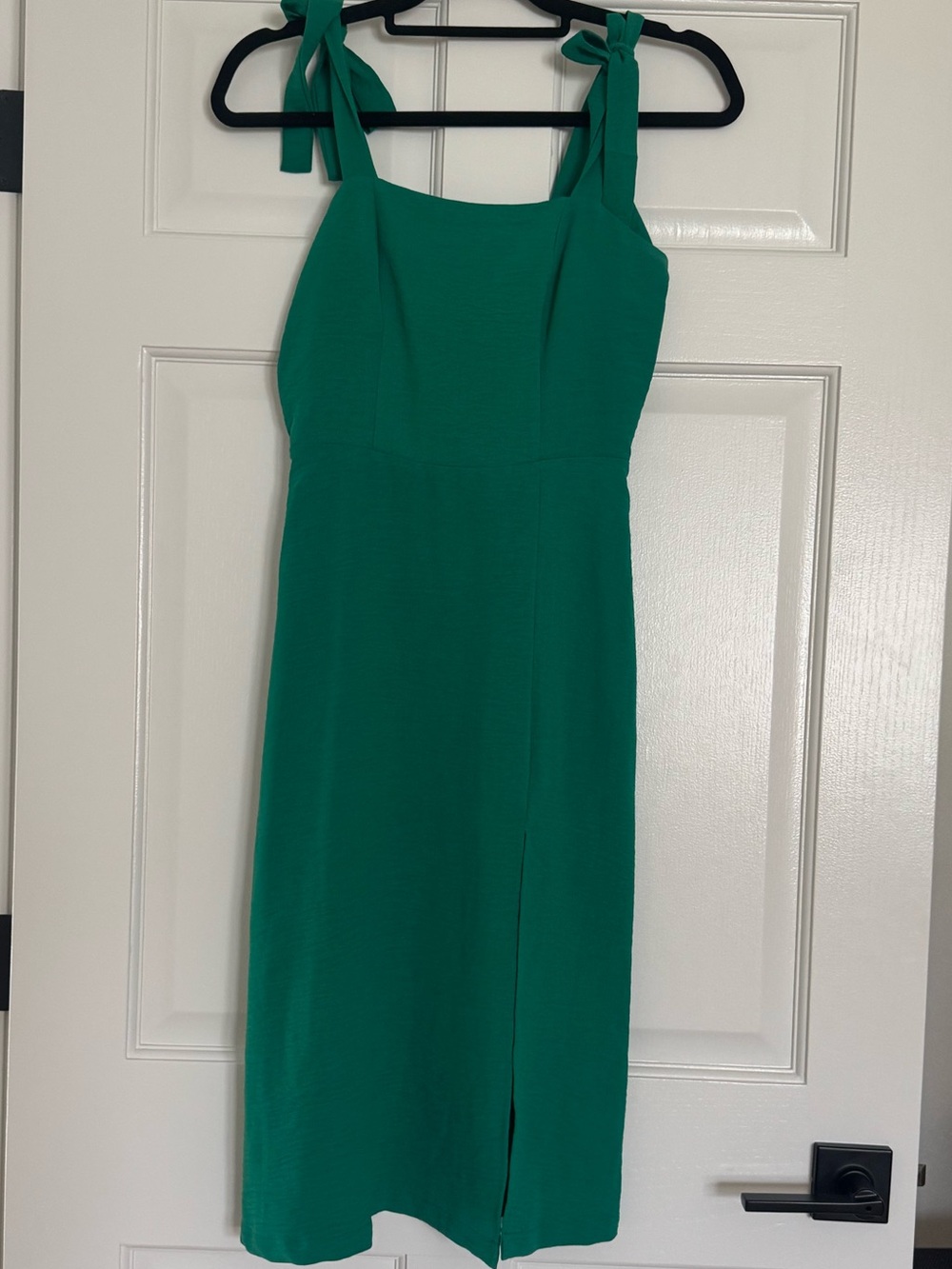 Monteau LA Smocked Green Tie-Shoulder Midi Dress Small